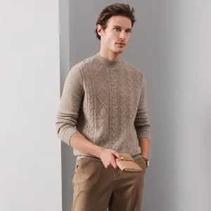 100% Cashmere Mens Ribbed Mock Neck Sweater