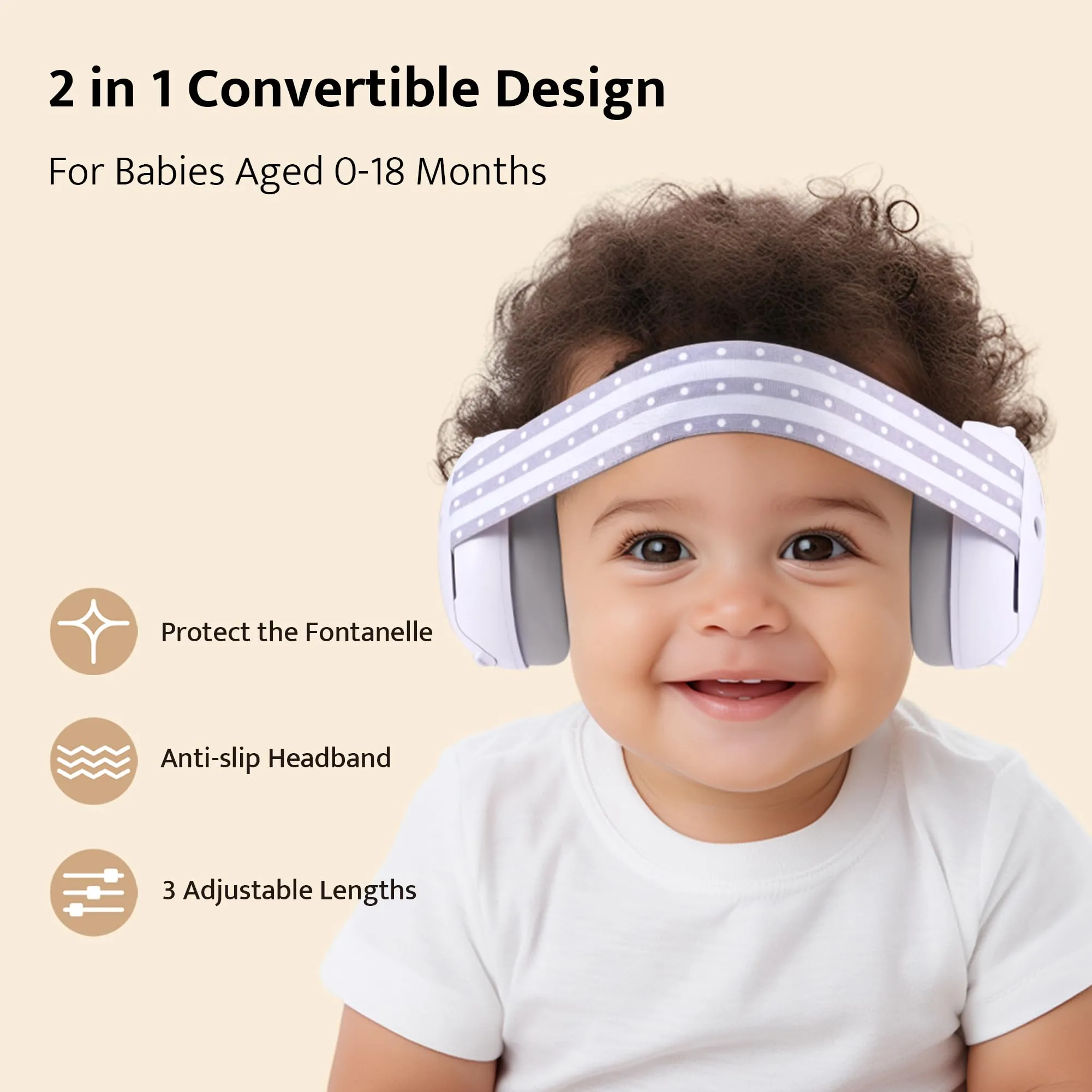 2-in-1 Convertible Design Baby Earmuffs Noise Protection-noise cancelling headphones for Infant & Toddlers up to 5 Years, Noise Reduction Earmuffs for Newborn, Improves Sleep