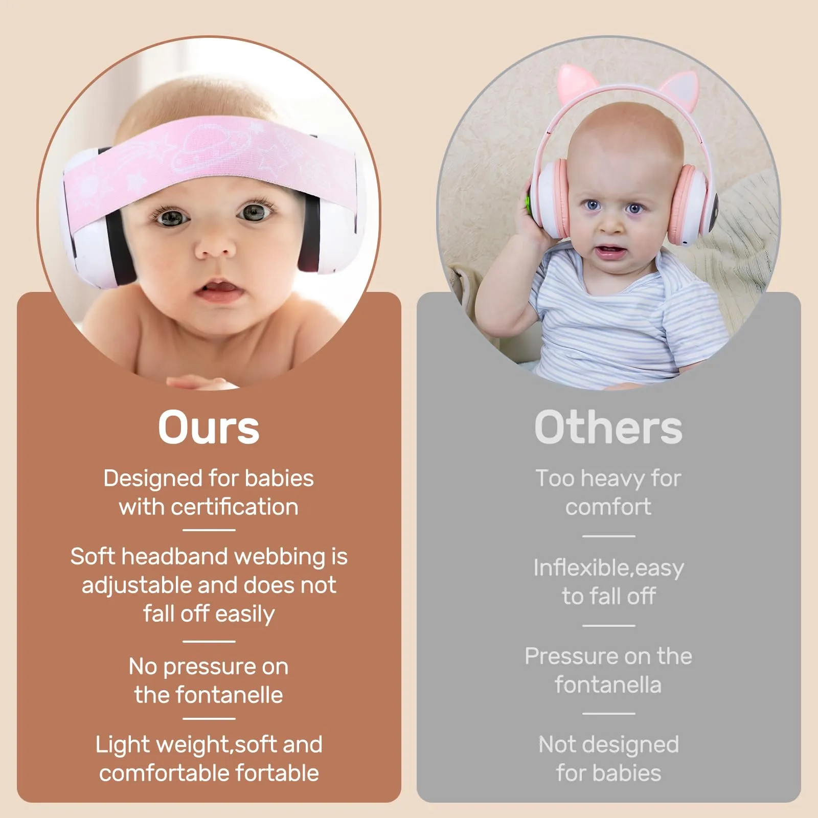 2 Pcs Baby Ear Muffs Noise Canceling Earmuff for Infant Hearing Protection Newborn Earmuff Airplane Travel up to 36 Months with Elastic Headband Purpose Travel and Sleep Pink and Cyan