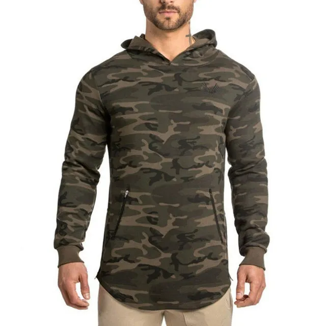 2017 spring new Mens Camouflage Hoodies Fashion leisure pullover fitness Bodybuilding jacket Sweatshirts sportswear clothing