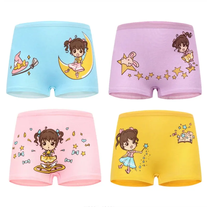 4pcs/lot Cartoon girls briefs Panties 100% Cotton Short Pants Cartoon Panties Girls' Underwear