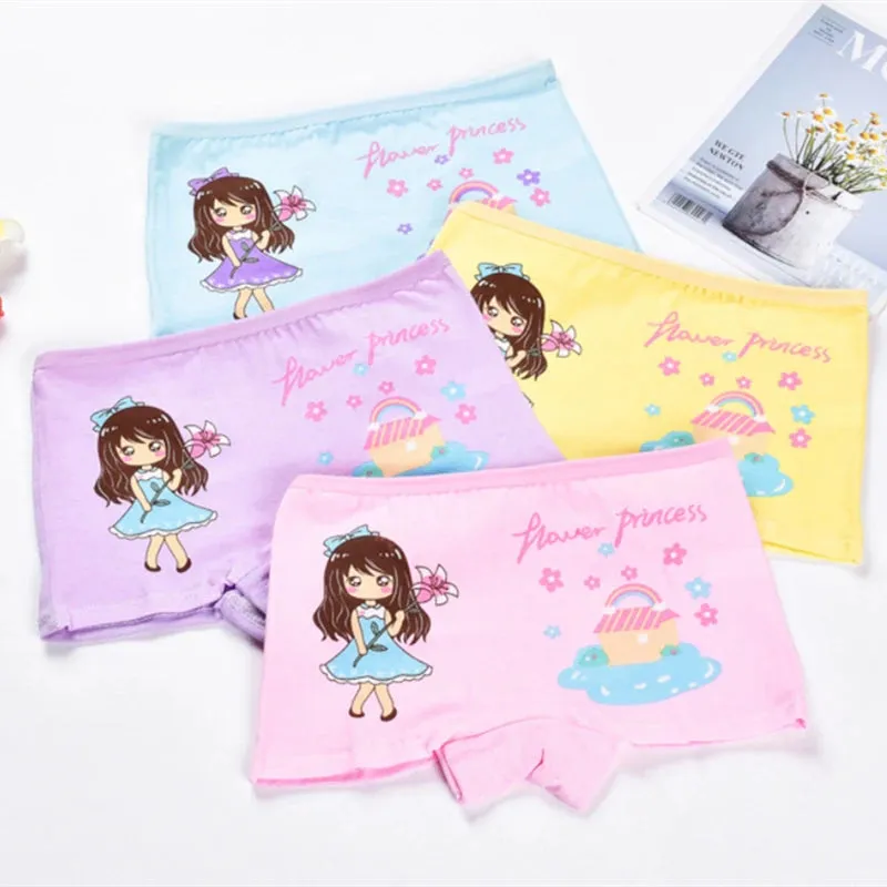 4pcs/lot Cartoon girls briefs Panties 100% Cotton Short Pants Cartoon Panties Girls' Underwear