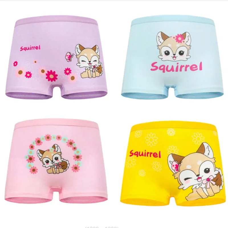 4pcs/lot Cartoon girls briefs Panties 100% Cotton Short Pants Cartoon Panties Girls' Underwear