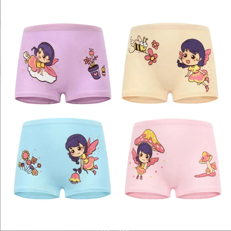 4pcs/lot Cartoon girls briefs Panties 100% Cotton Short Pants Cartoon Panties Girls' Underwear