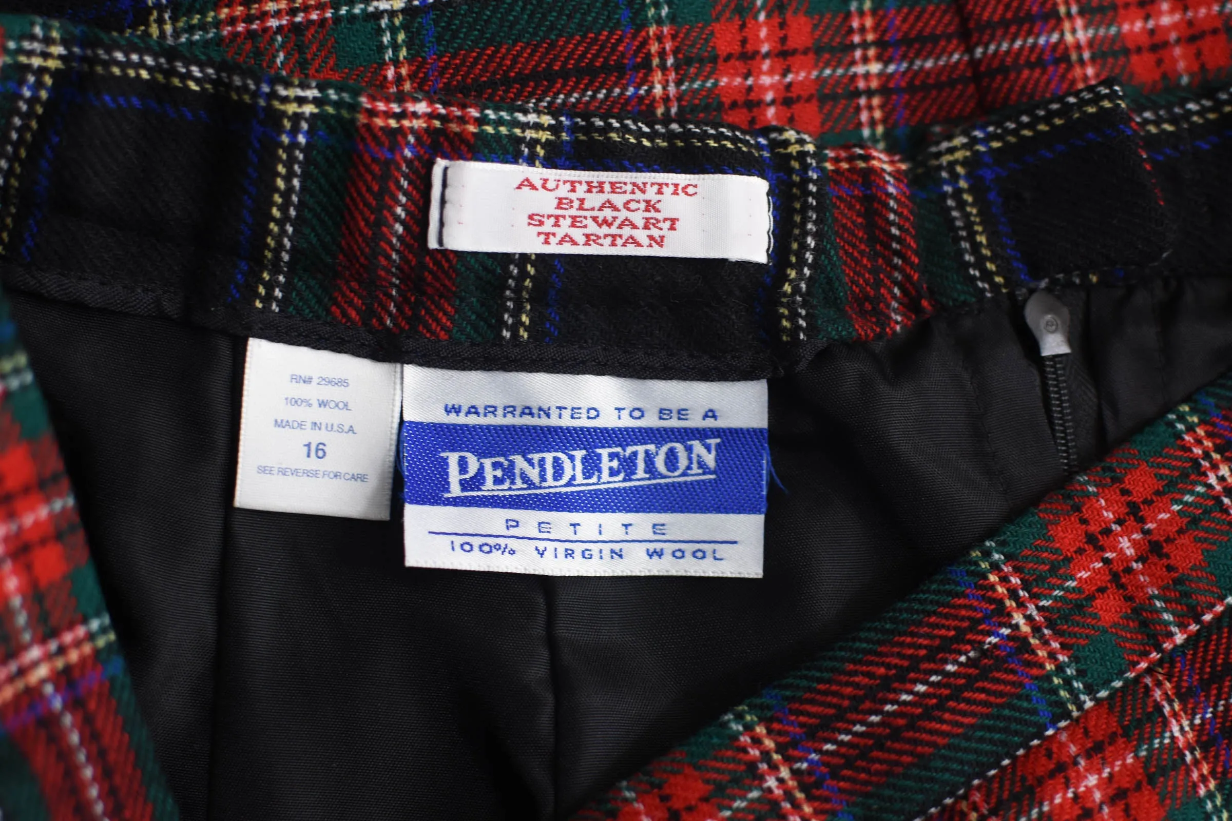 90s Pendleton Tartan Plaid Pencil Wool Skirt, Women's Petite 16, 32" Waist