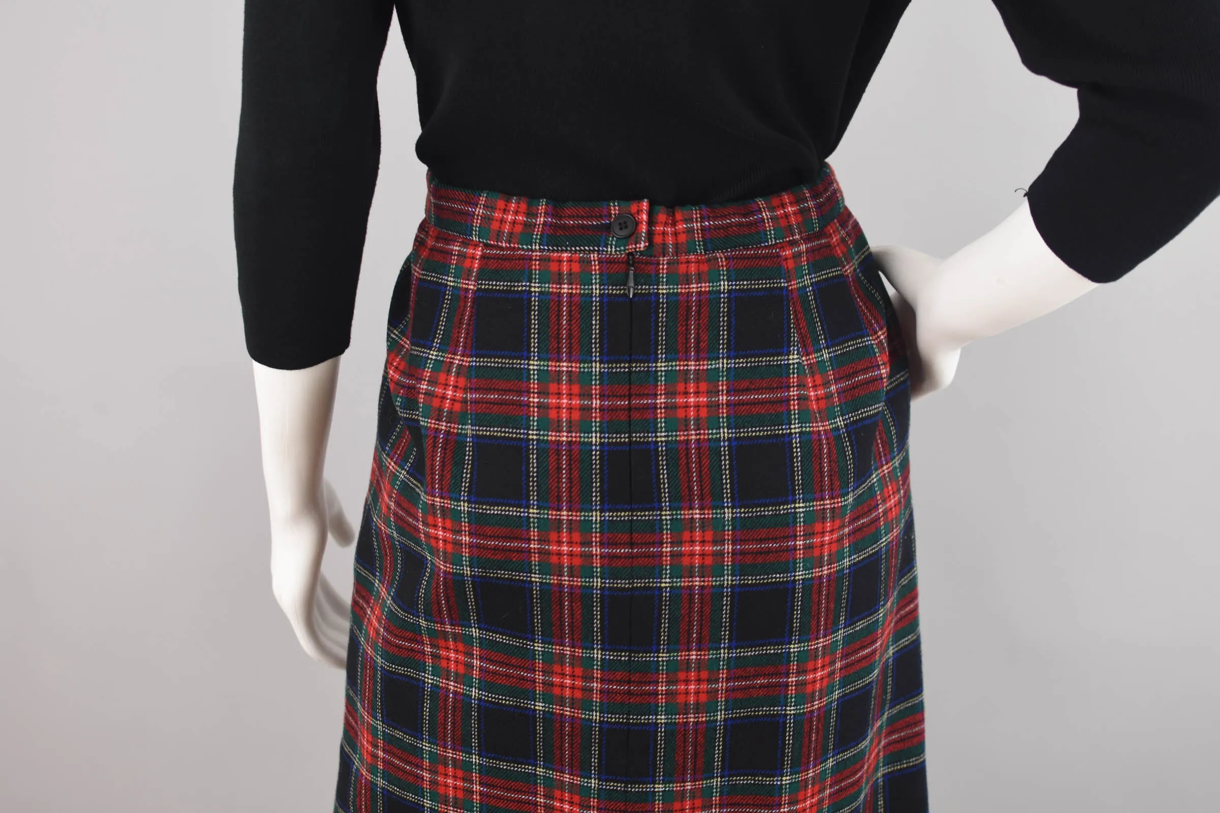 90s Pendleton Tartan Plaid Pencil Wool Skirt, Women's Petite 16, 32" Waist