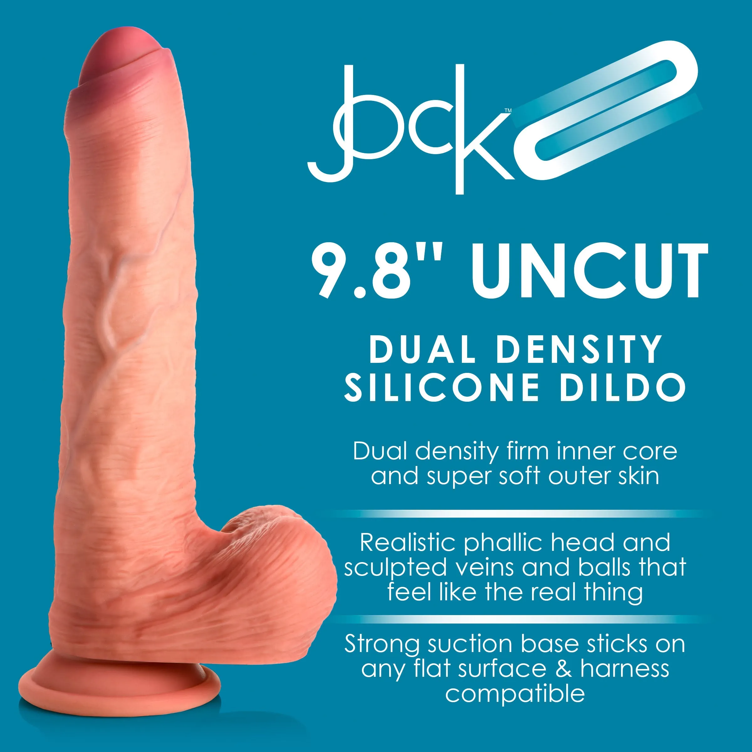 9.8 Inch Dual Density Uncut Dildo with Balls