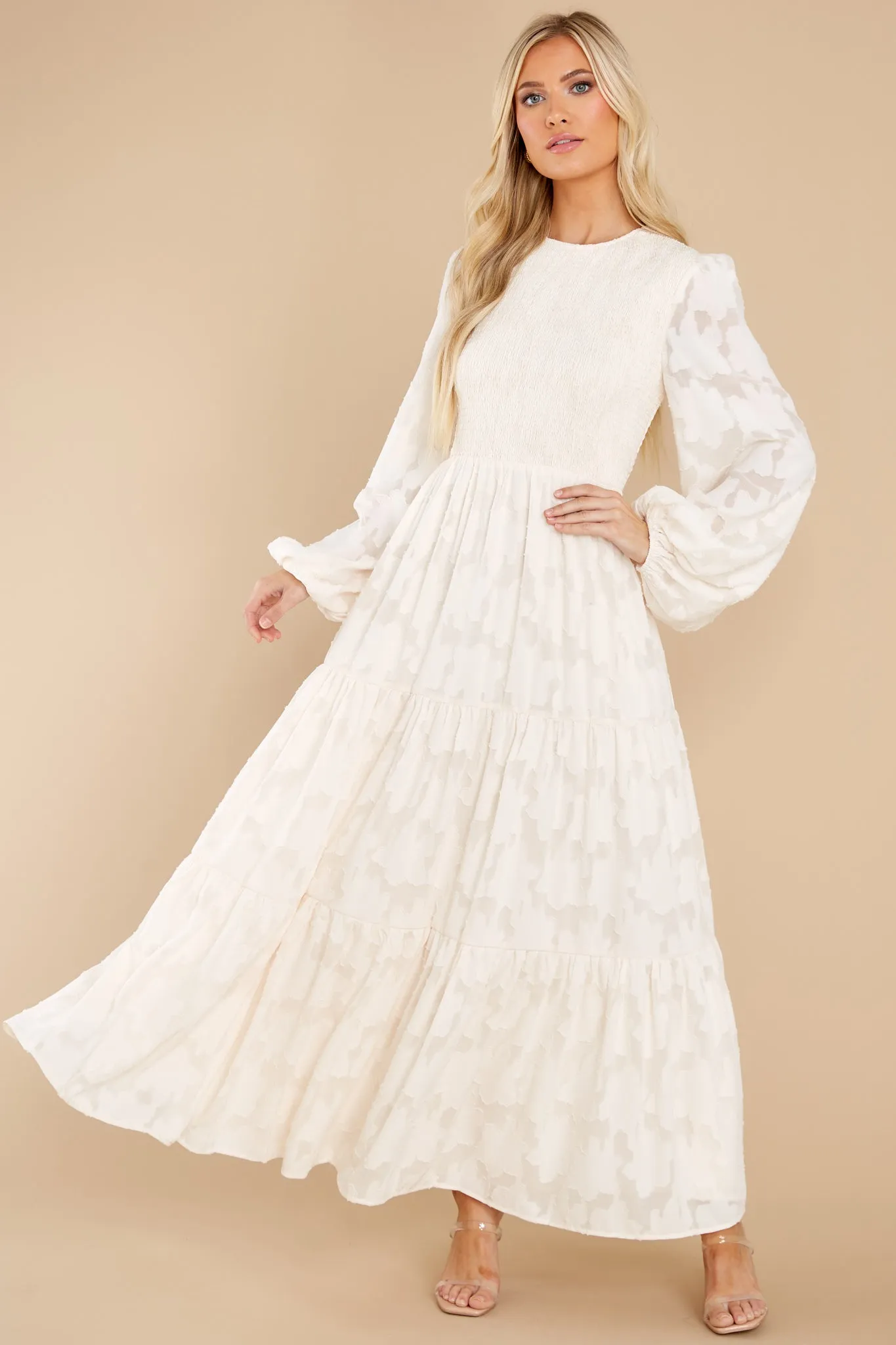 A Fine Romance Cream Lace Maxi Dress