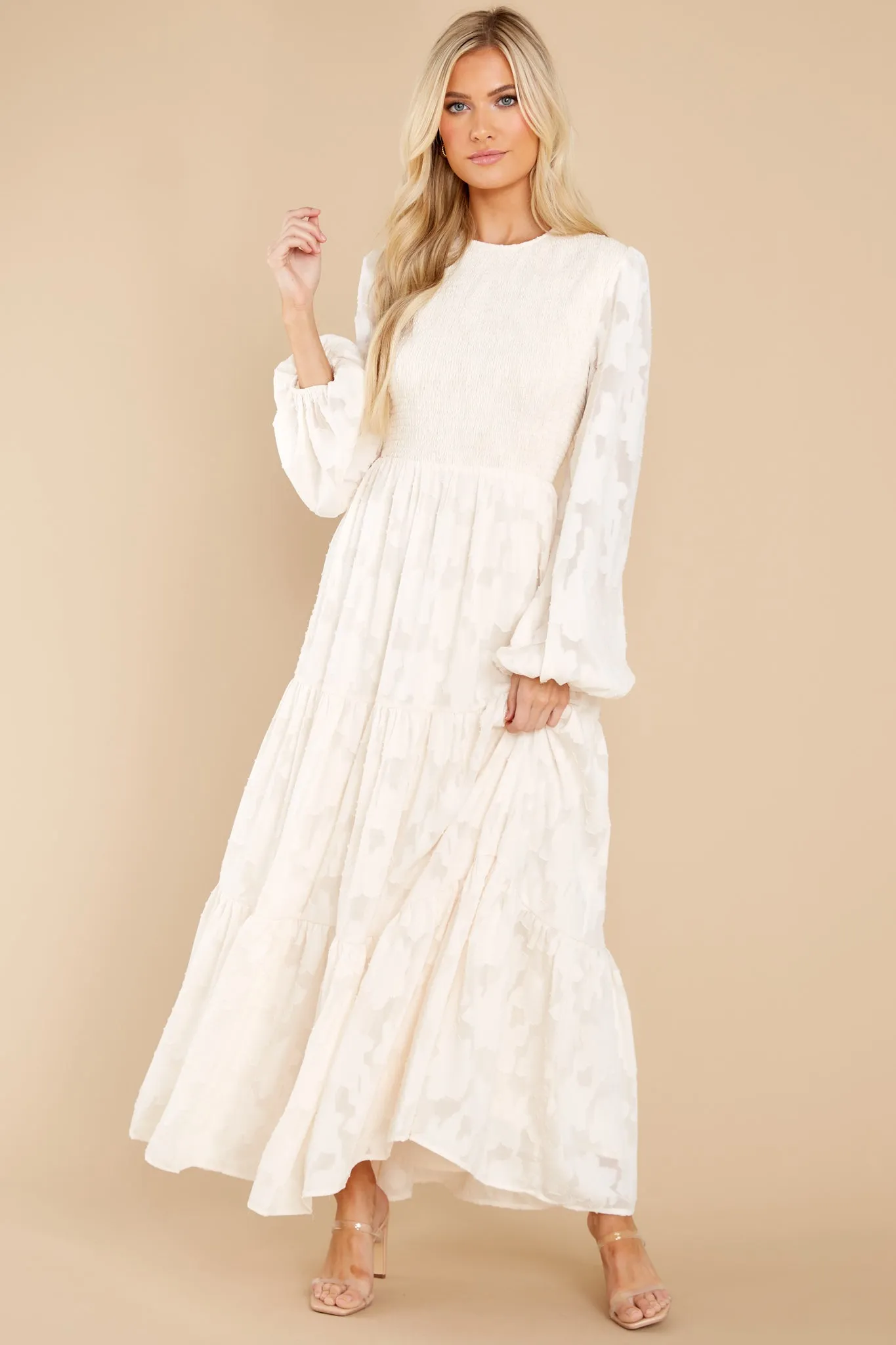 A Fine Romance Cream Lace Maxi Dress