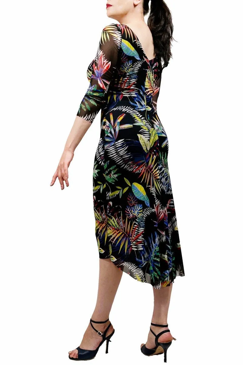 abstract leaves NINA mesh tango dress with sleeves