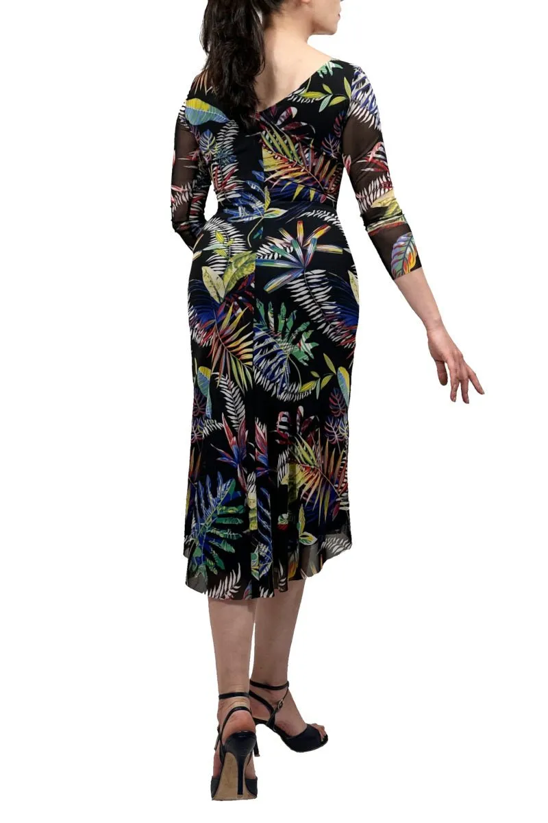 abstract leaves NINA mesh tango dress with sleeves