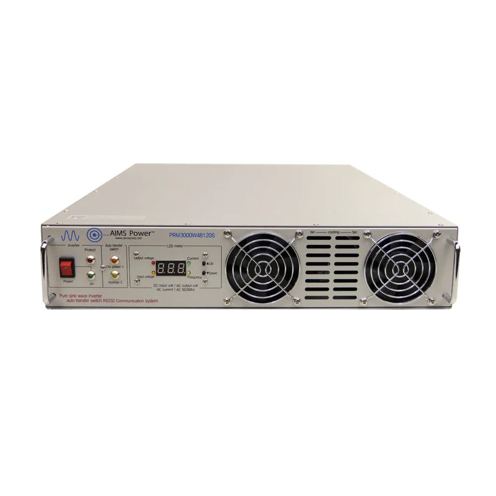 Aims Power - 3000 Watt Pure Sine Rackmount Inverter - 24 VDC 120 VAC 60Hz - PRM3000W24120S