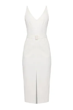 ALBERTA OFF-WHITE DENIM MIDI DRESS