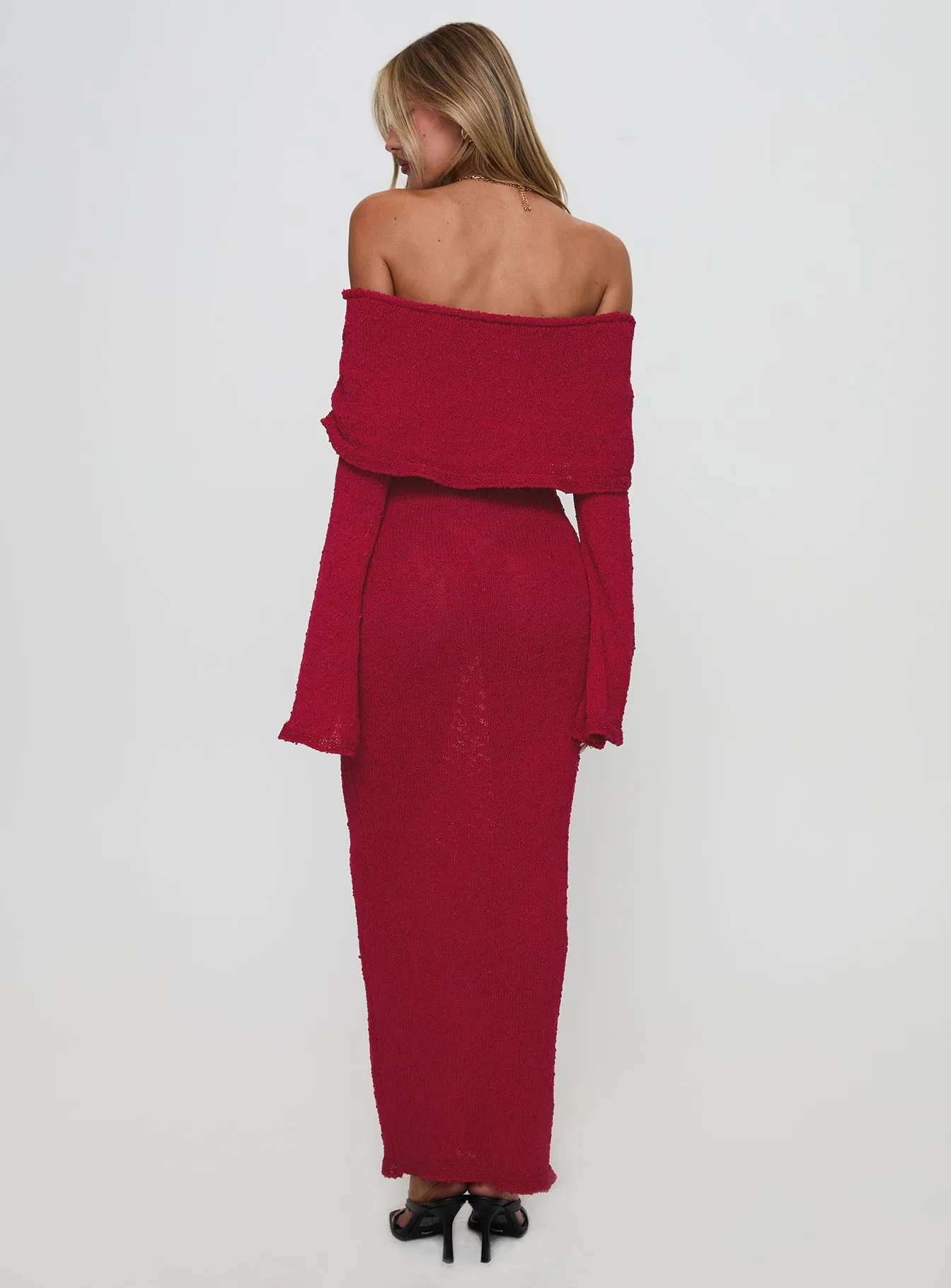 Aleyah Long Sleeve Maxi Dress Burgundy