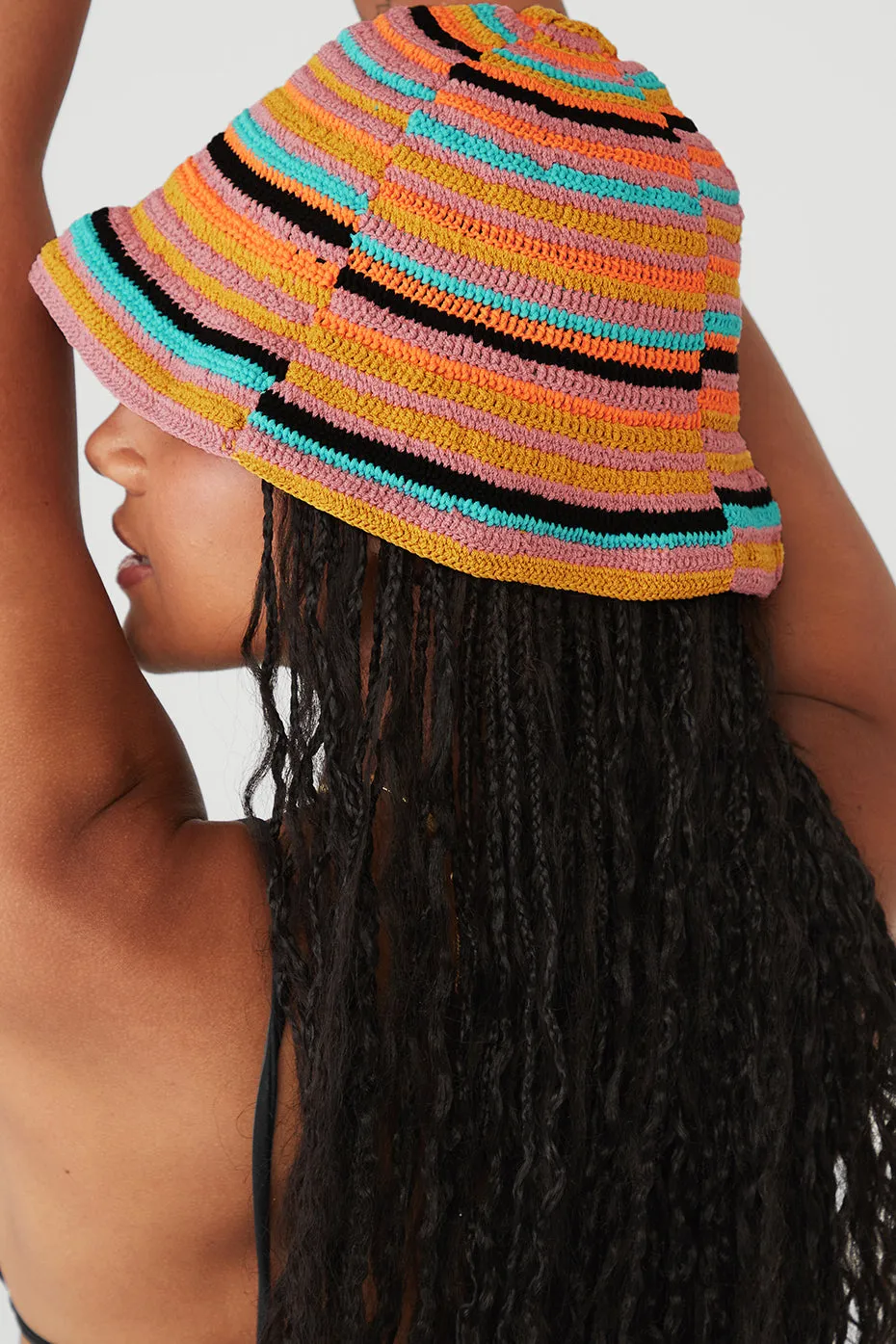 Alo x Tropic of C Crochet Bucket Hat - Sunset Stripe