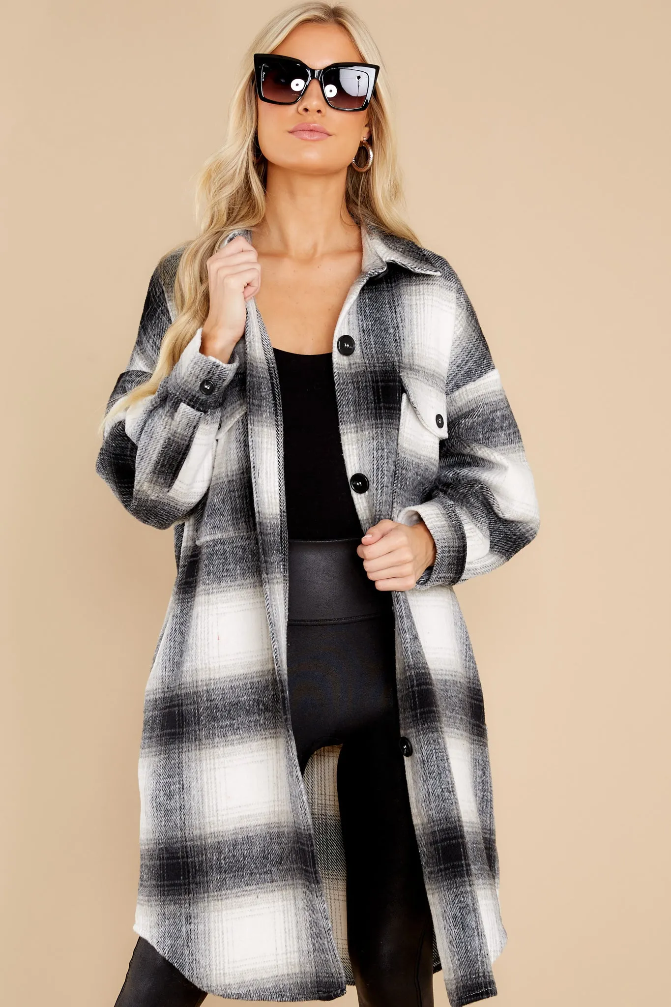 Always Dreaming Black Plaid Shacket