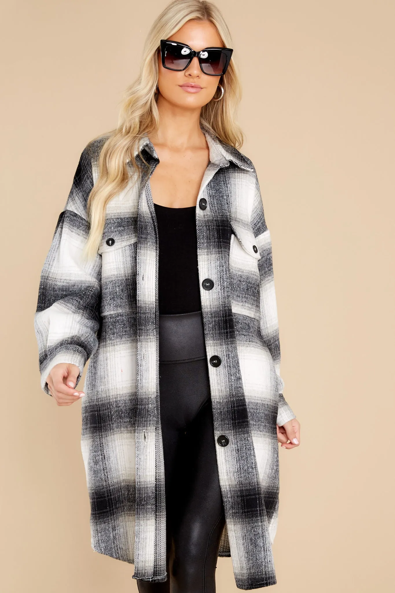 Always Dreaming Black Plaid Shacket