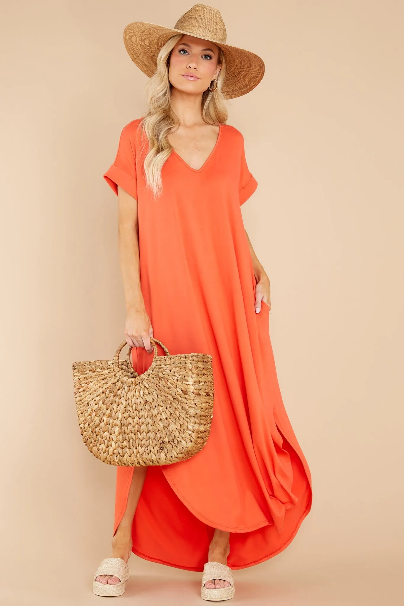 Always The Same Thing Coral Maxi Dress