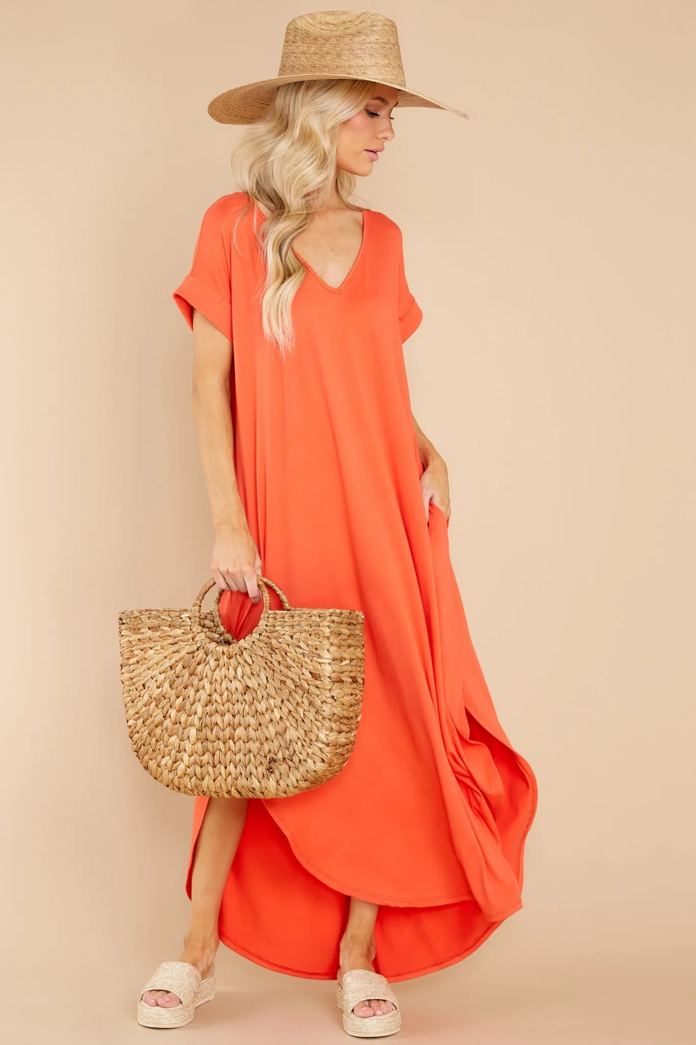 Always The Same Thing Coral Maxi Dress