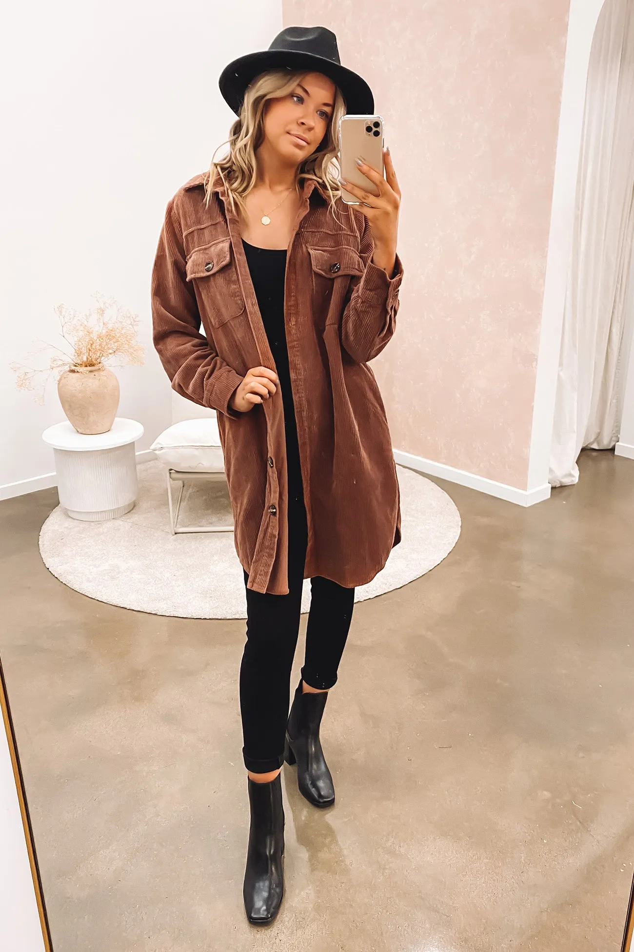 Alyssa Cord Shacket Brown