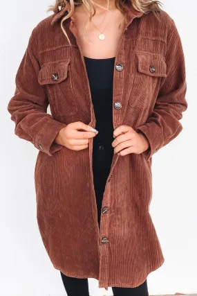 Alyssa Cord Shacket Brown