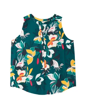 Alysson Shirred Sleeveless Blouse | Teal / Navy