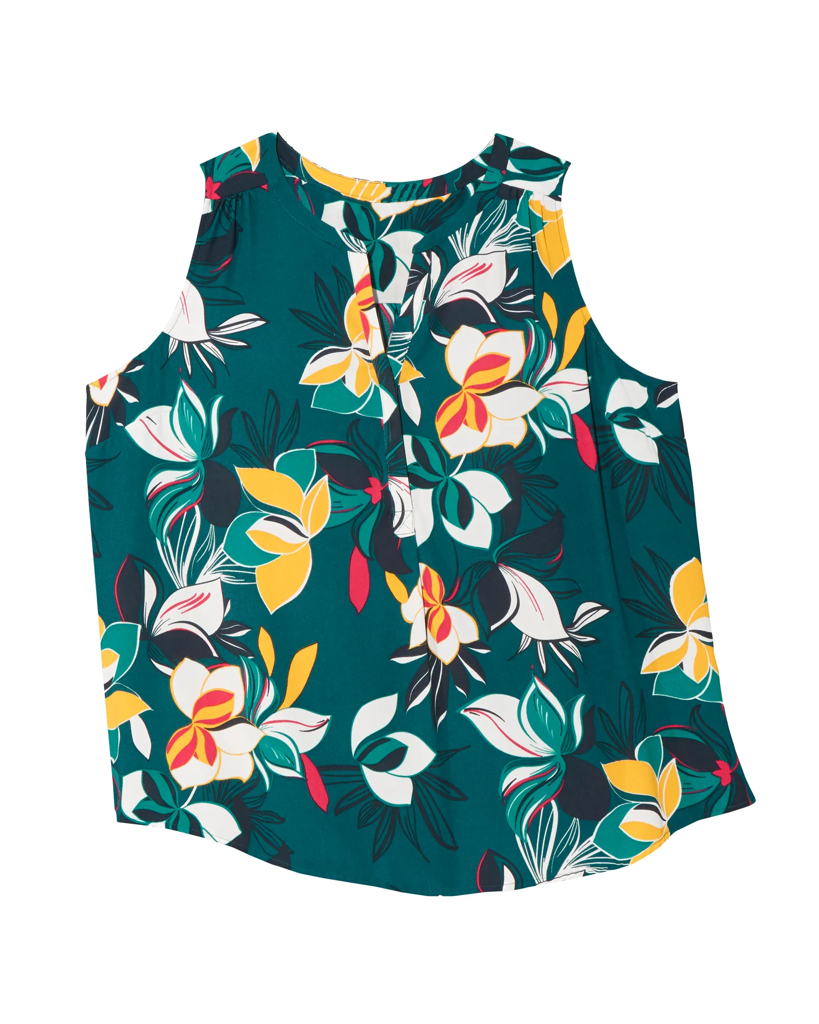 Alysson Shirred Sleeveless Blouse | Teal / Navy