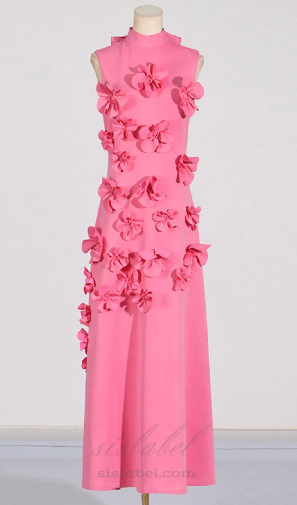 ANNONA PINK FLOWER EMBELLISHED MAXI DRESS