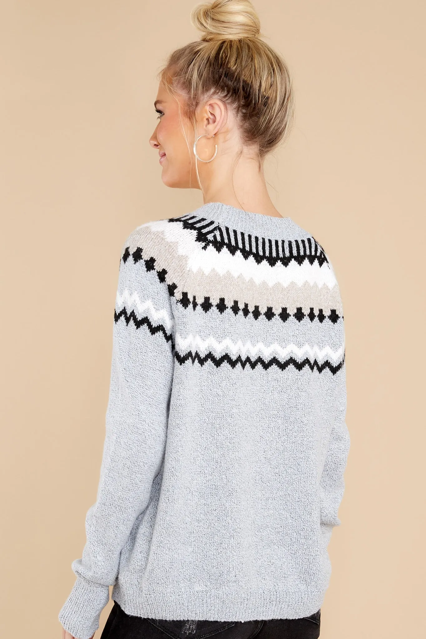 At The Lodge Grey Knit Sweater