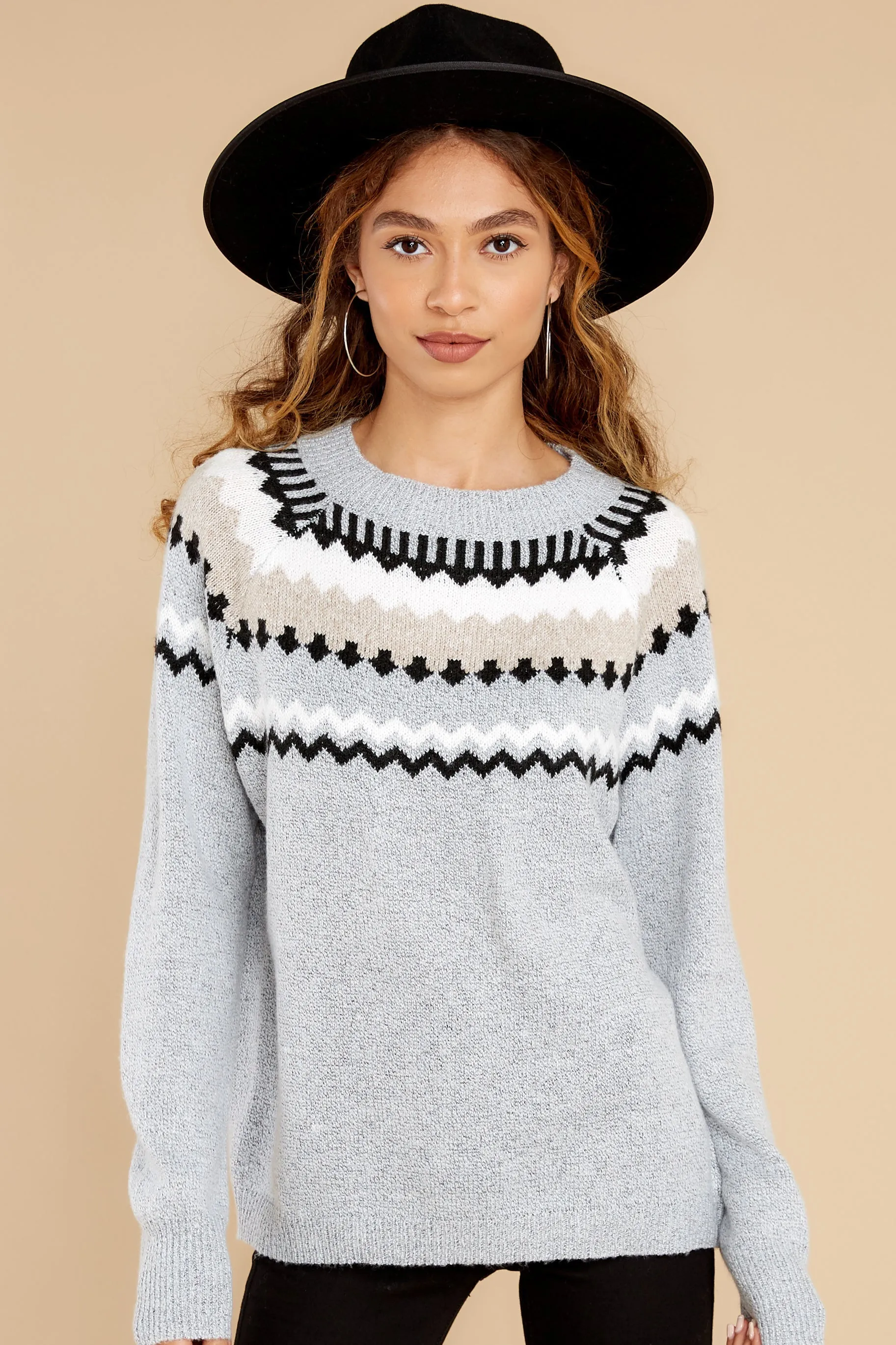 At The Lodge Grey Knit Sweater