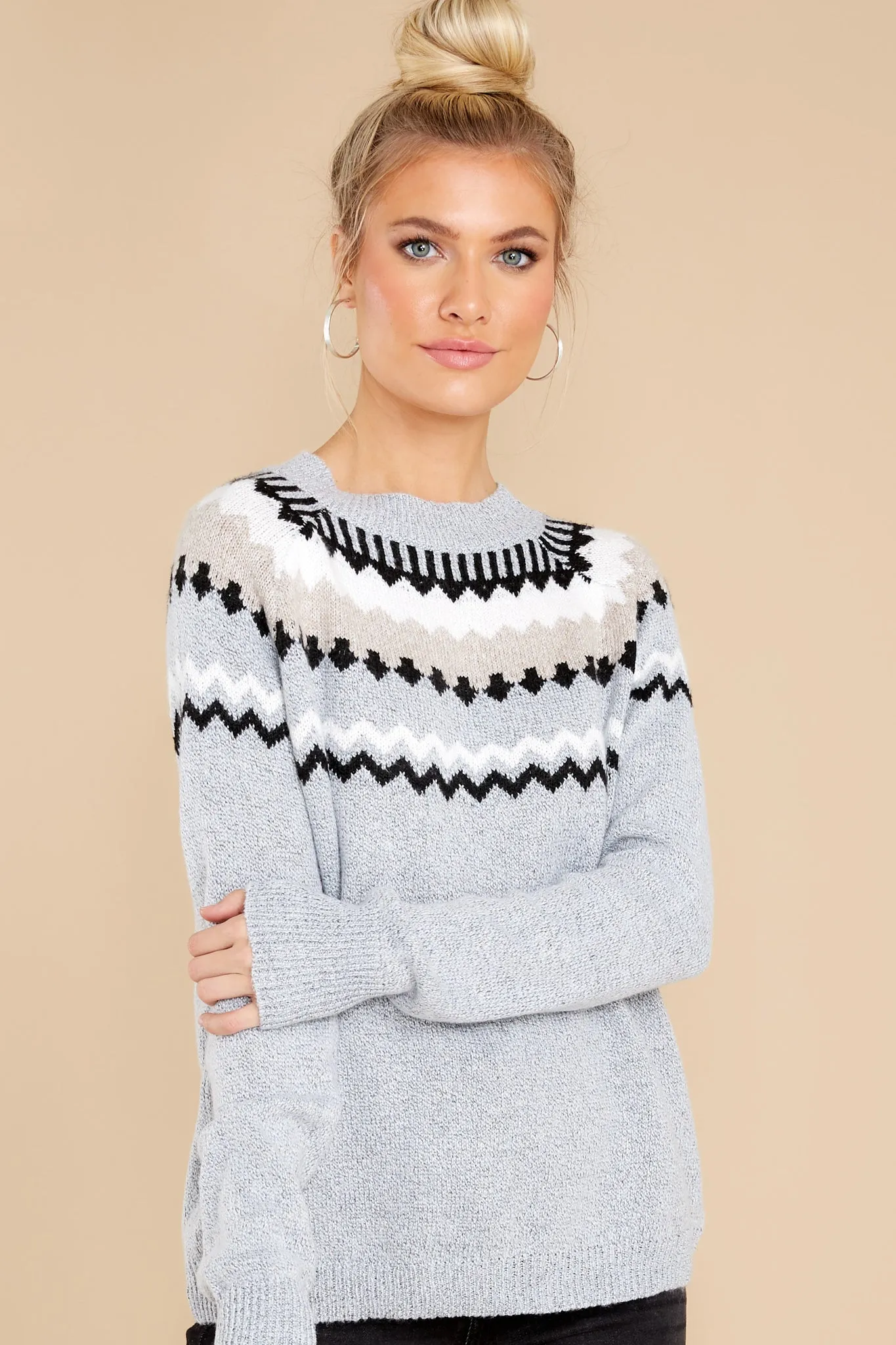 At The Lodge Grey Knit Sweater