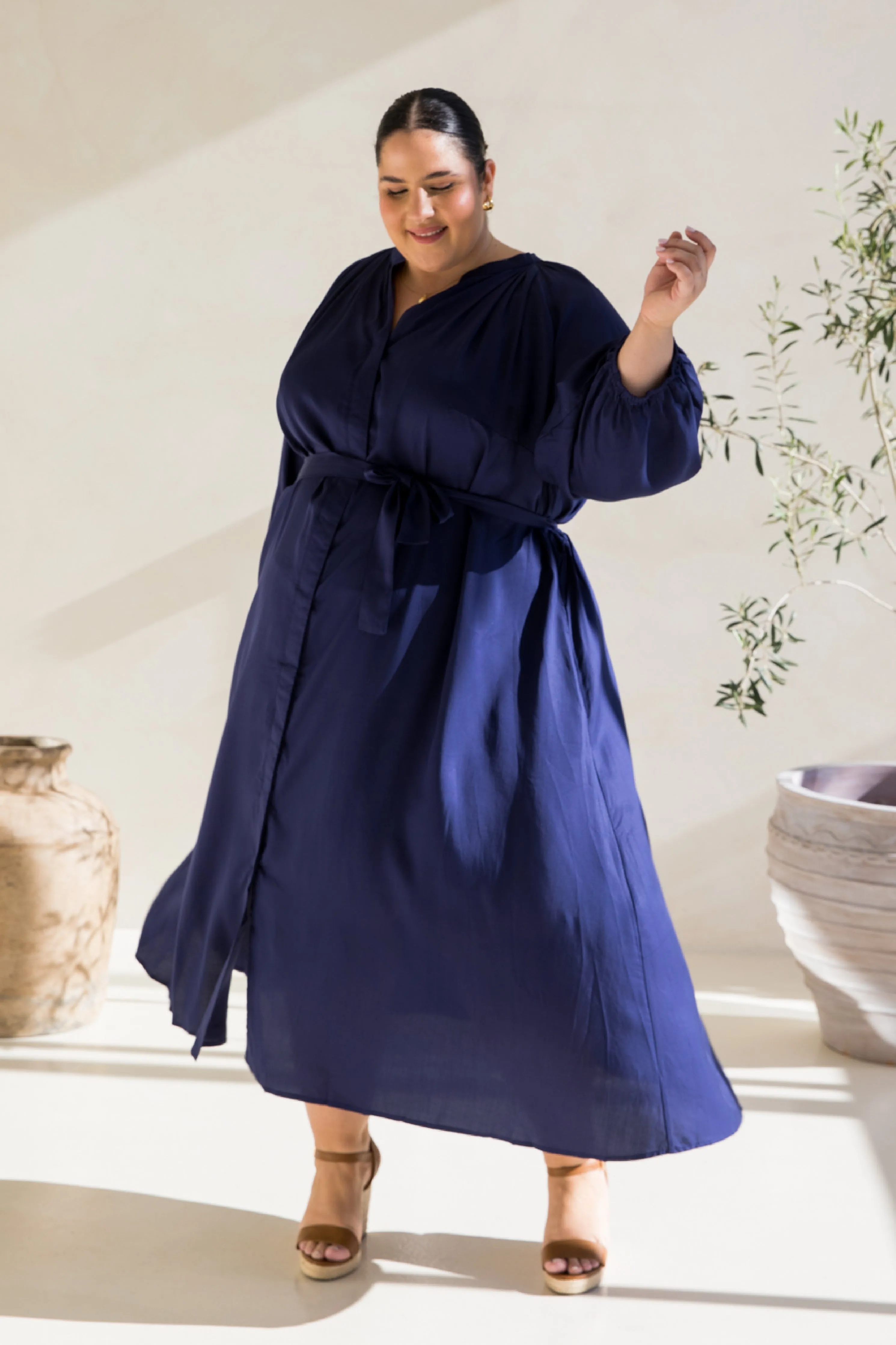 Athena Dress | Navy Tencel