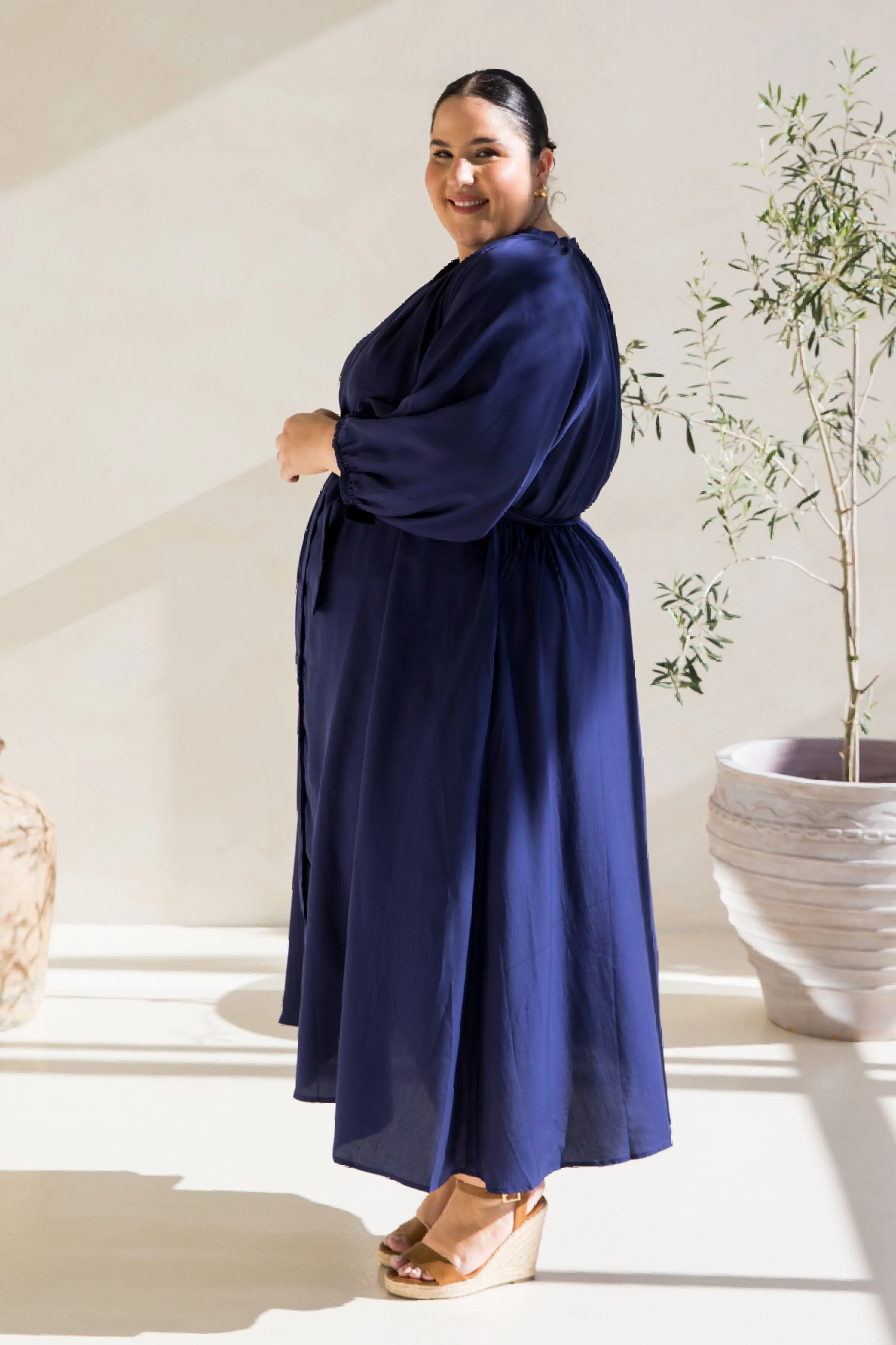 Athena Dress | Navy Tencel