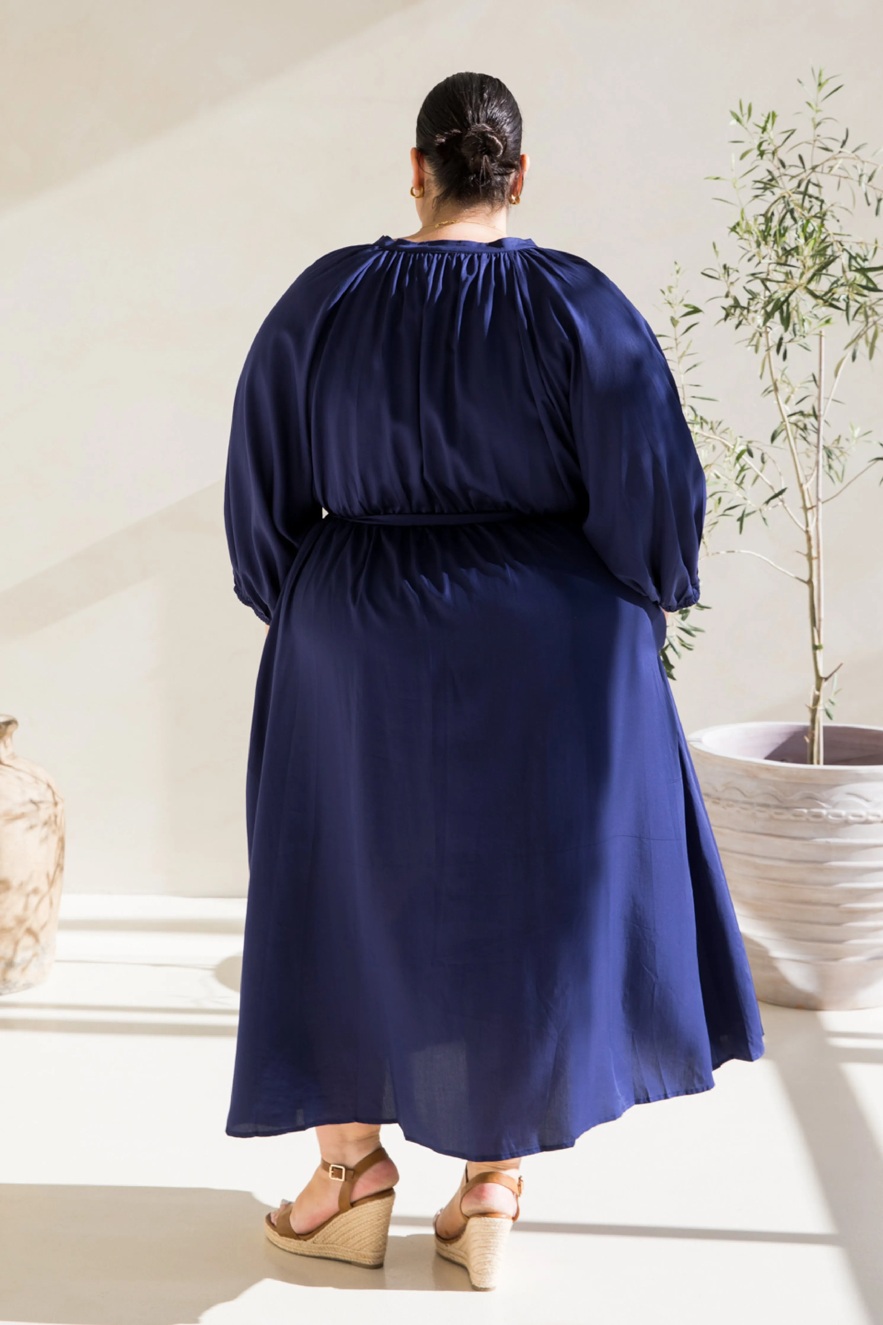 Athena Dress | Navy Tencel