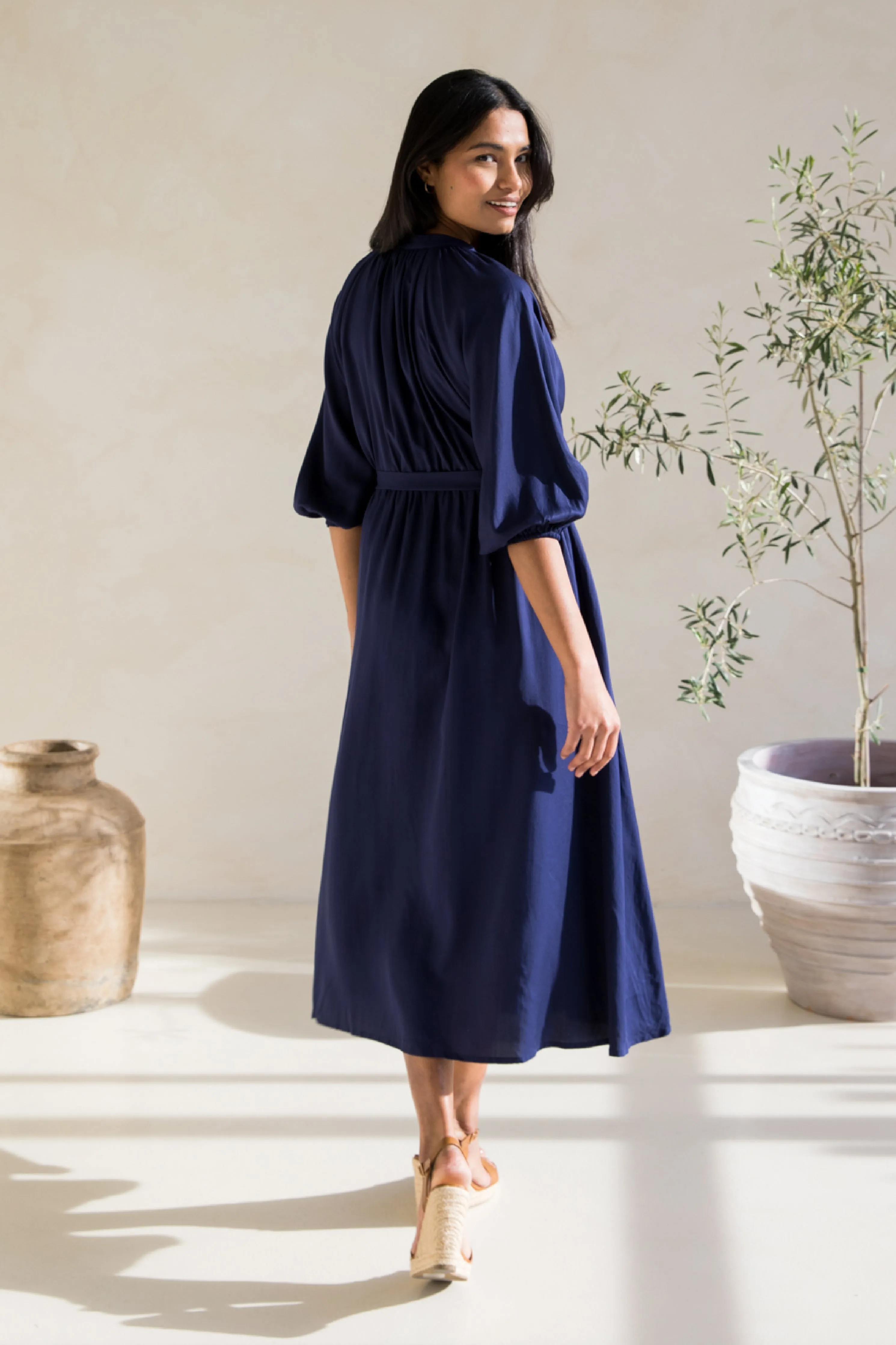 Athena Dress | Navy Tencel