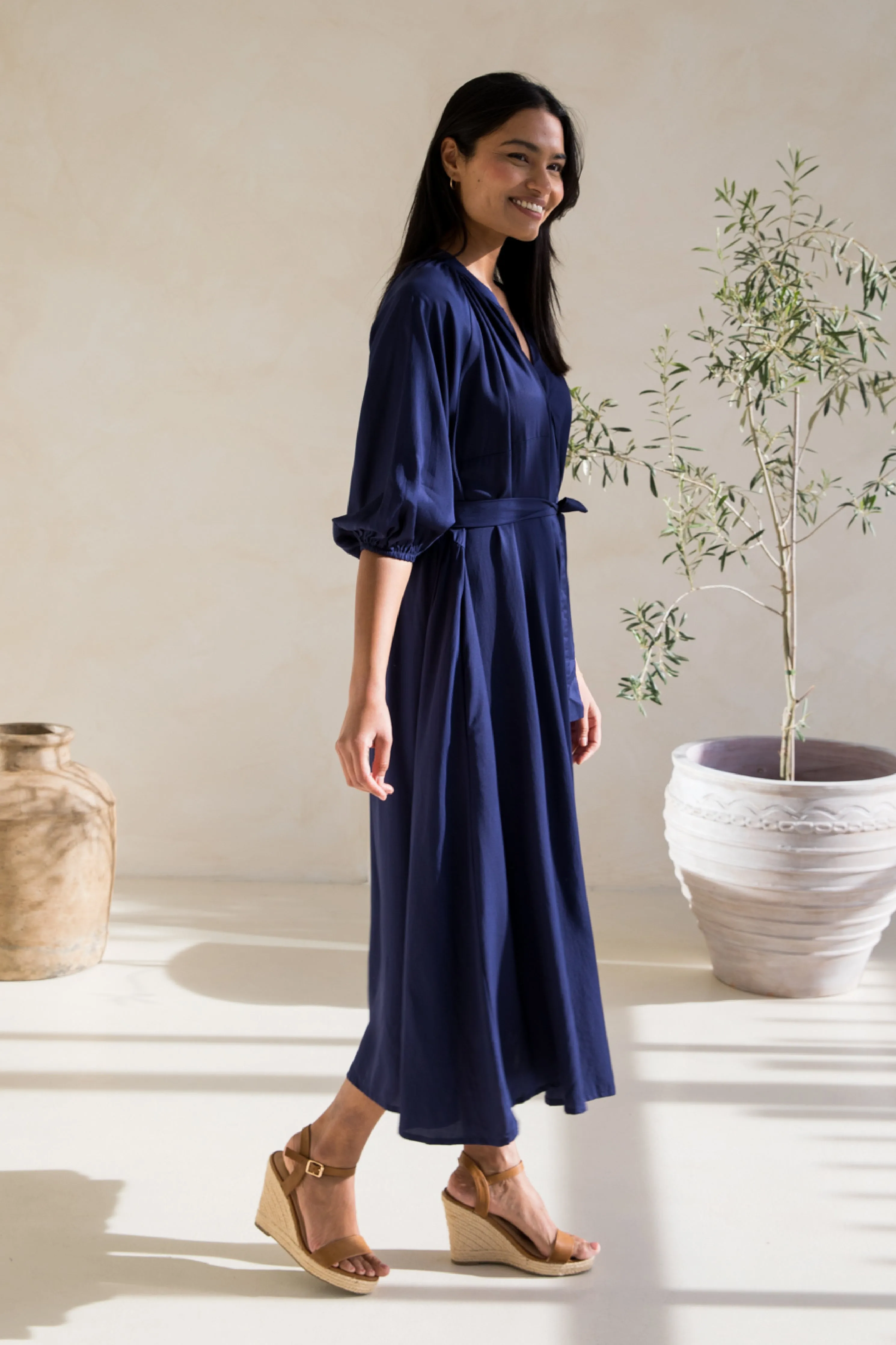 Athena Dress | Navy Tencel