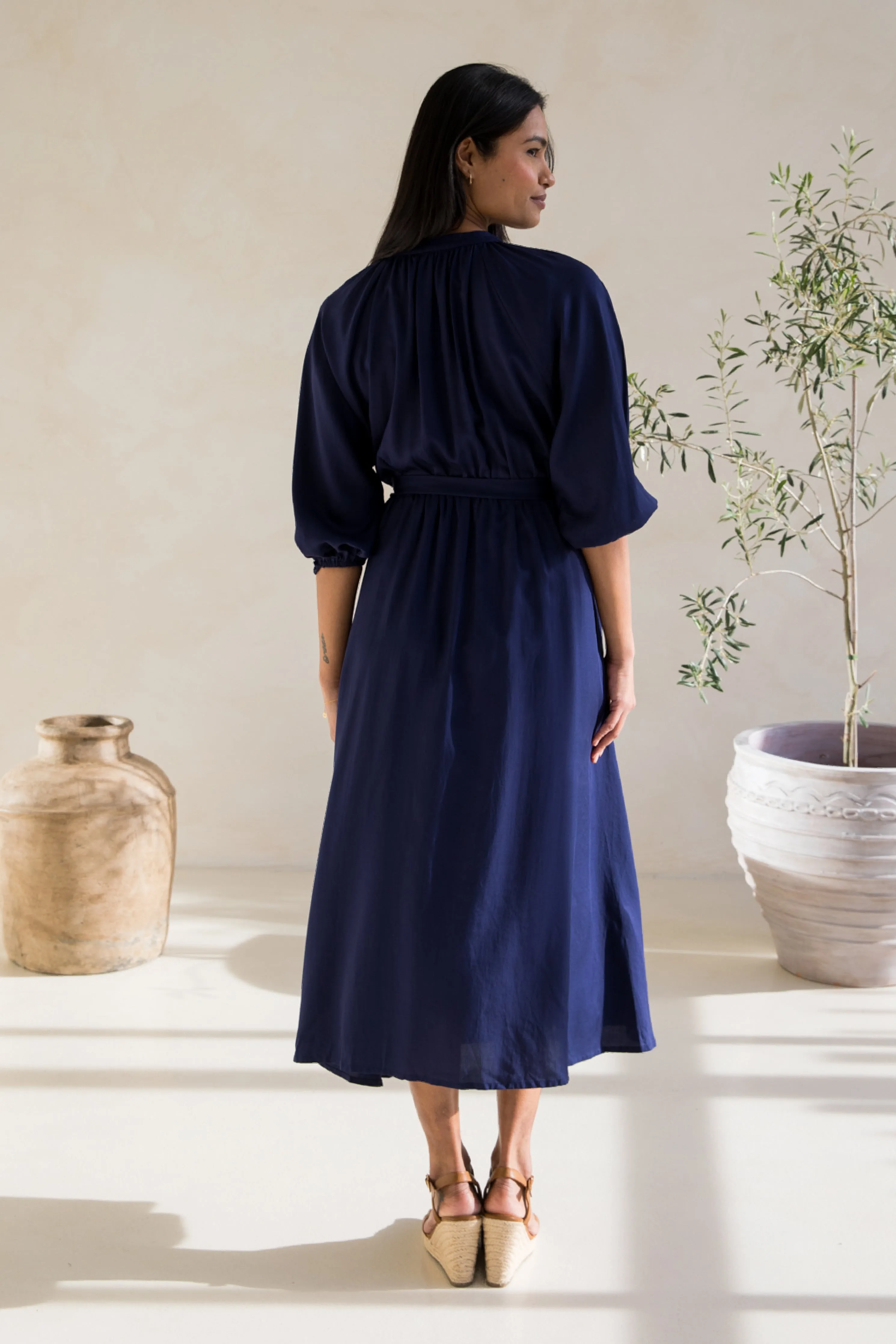 Athena Dress | Navy Tencel