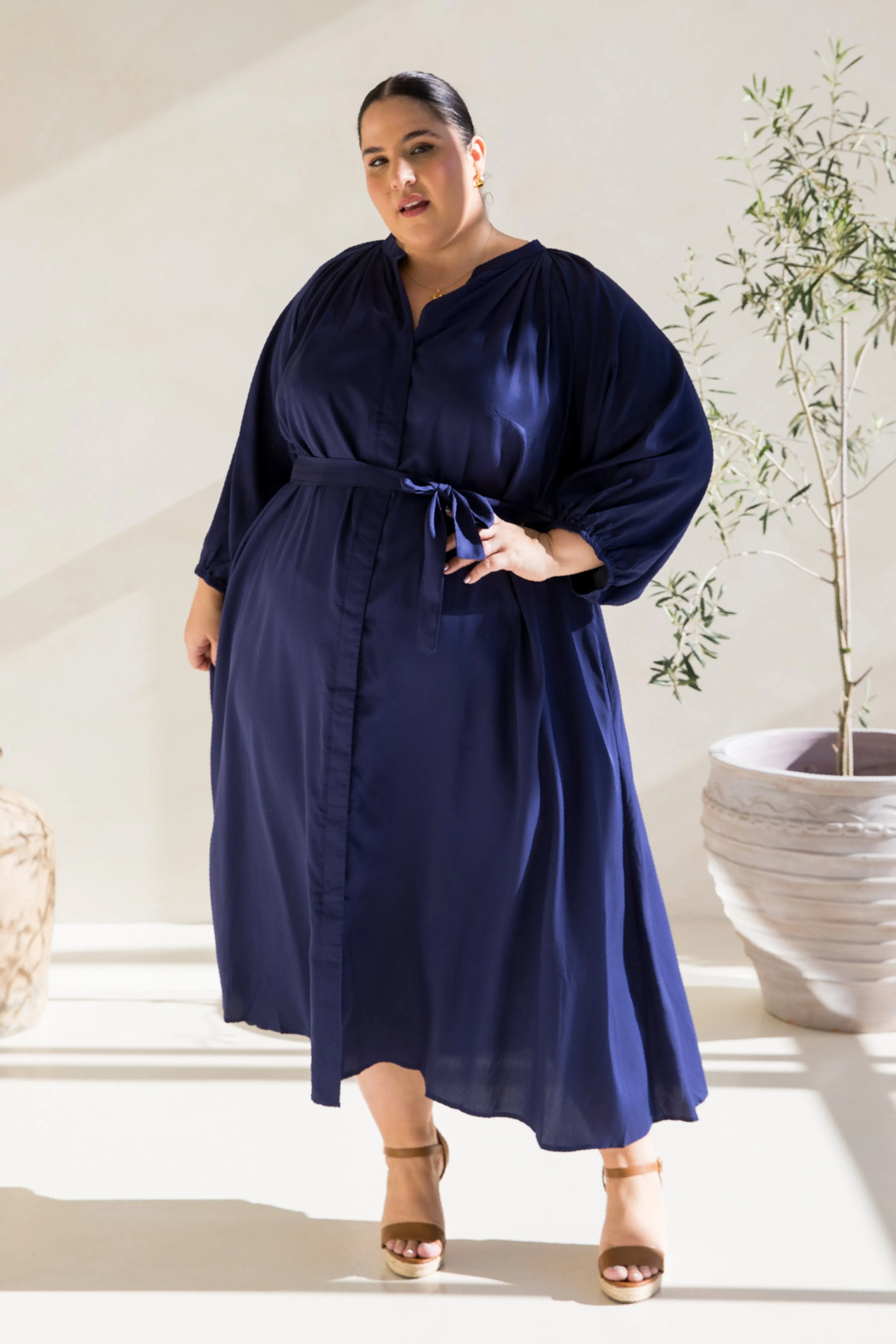 Athena Dress | Navy Tencel