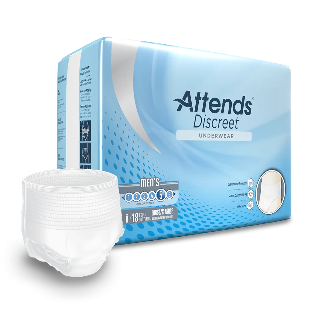 Attends Discreet Men's Disposable Incontinence Bladder Leak Underwear