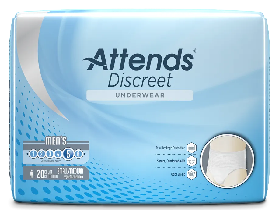 Attends Discreet Men's Disposable Incontinence Bladder Leak Underwear