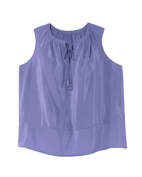 Ava Sleeveless Shirred Split Neck Tank | Lilac