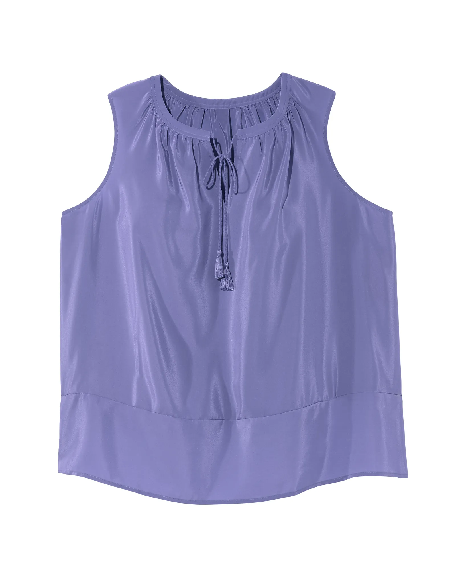 Ava Sleeveless Shirred Split Neck Tank | Lilac