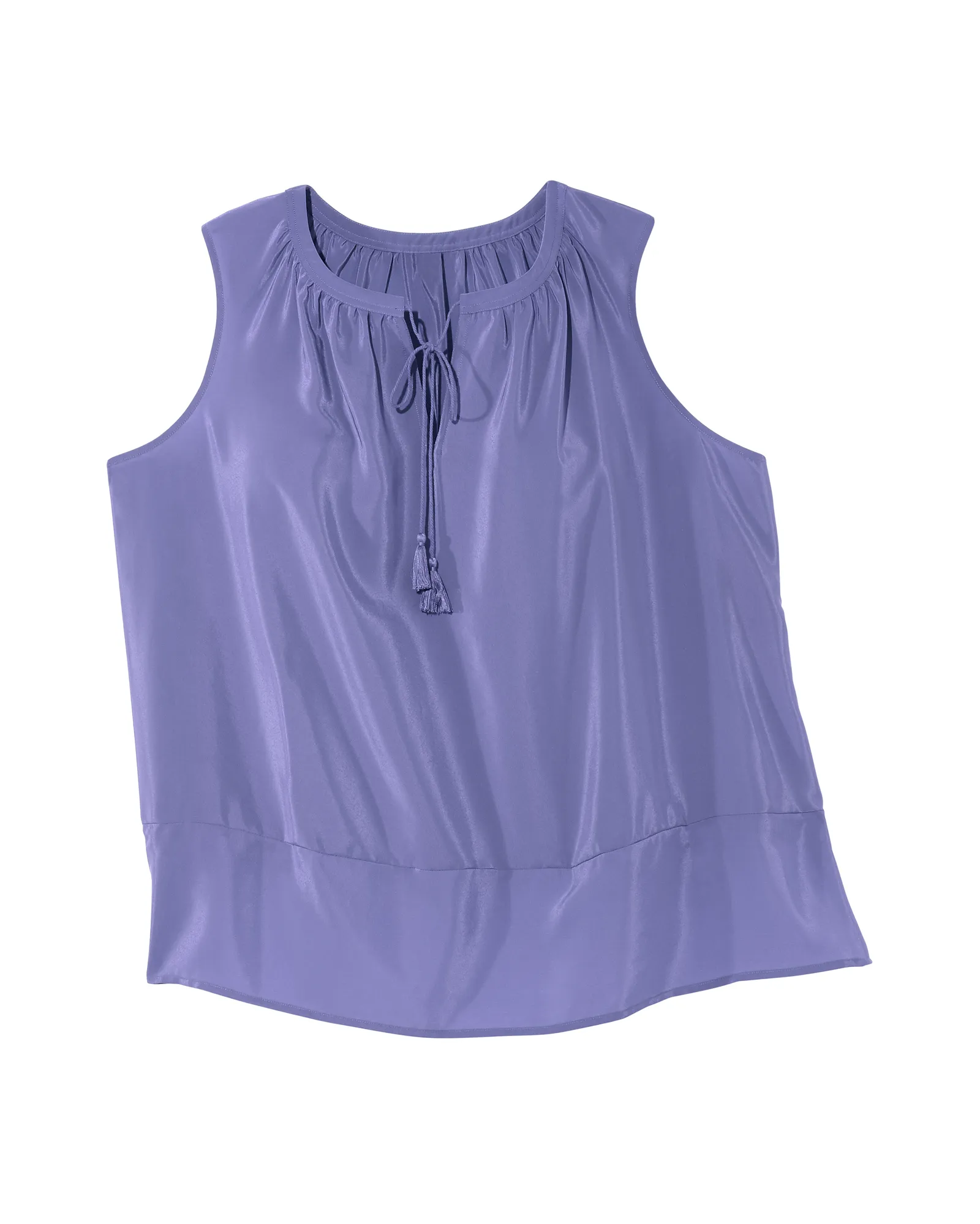 Ava Sleeveless Shirred Split Neck Tank | Lilac