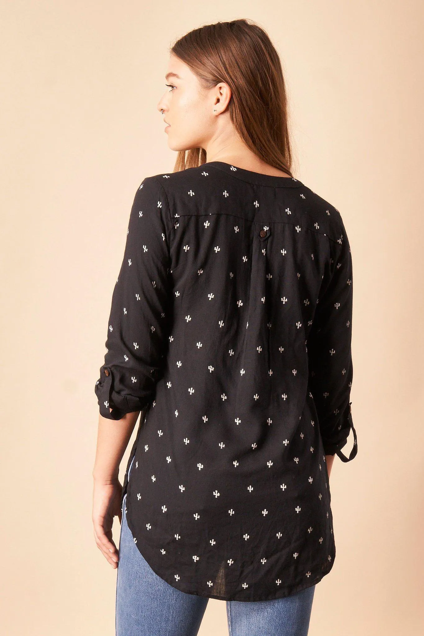 Baby Cacti Adjustable Tunic in Black & Ivory