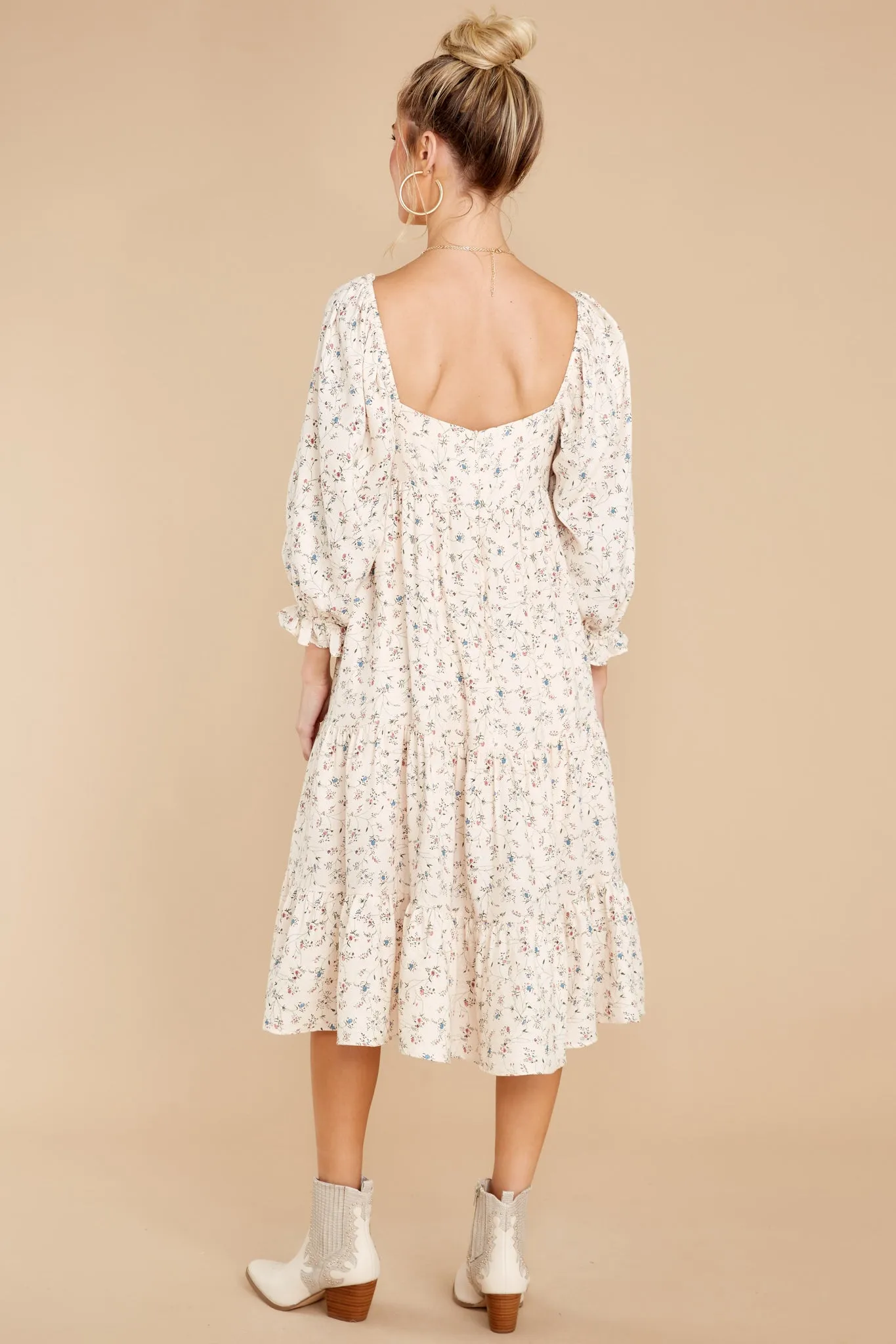 Beauty All Around Ivory Floral Midi Dress