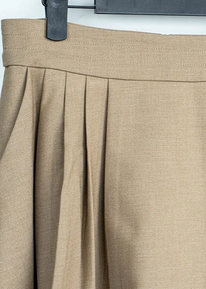 BEIGE PLEATED MIDI SKIRT