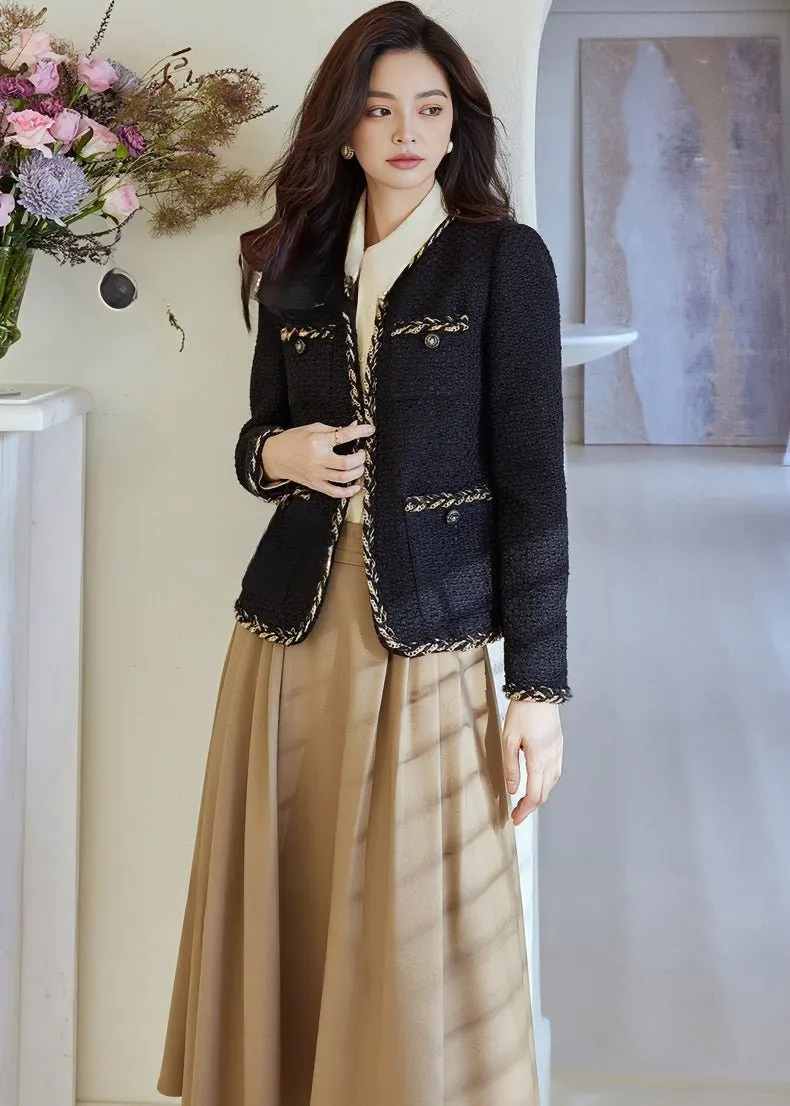 BEIGE PLEATED MIDI SKIRT