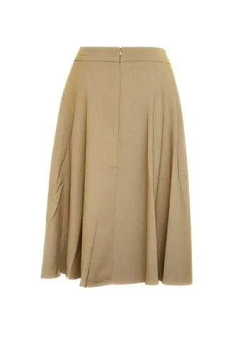 BEIGE PLEATED MIDI SKIRT