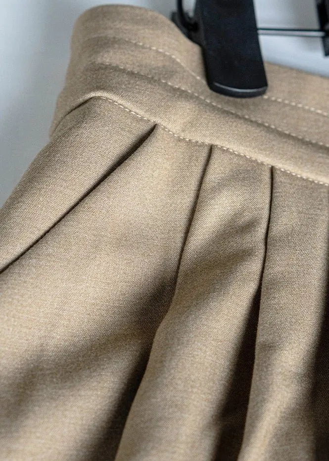 BEIGE PLEATED MIDI SKIRT