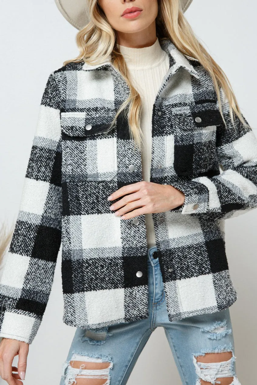 Bella Boucle Plaid Shirt Jacket